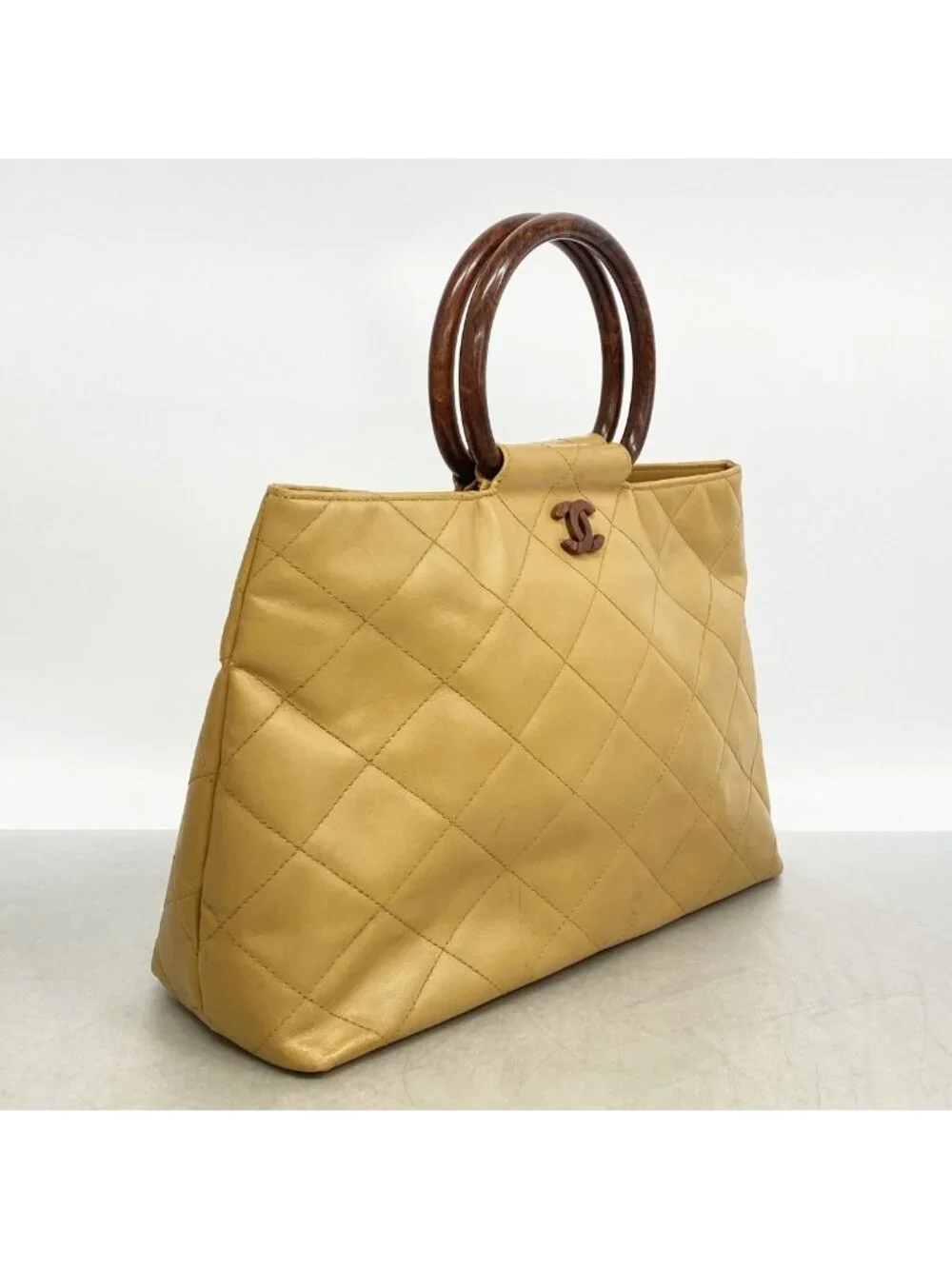 Chanel Handbag Quilted Leather Brown Gold
